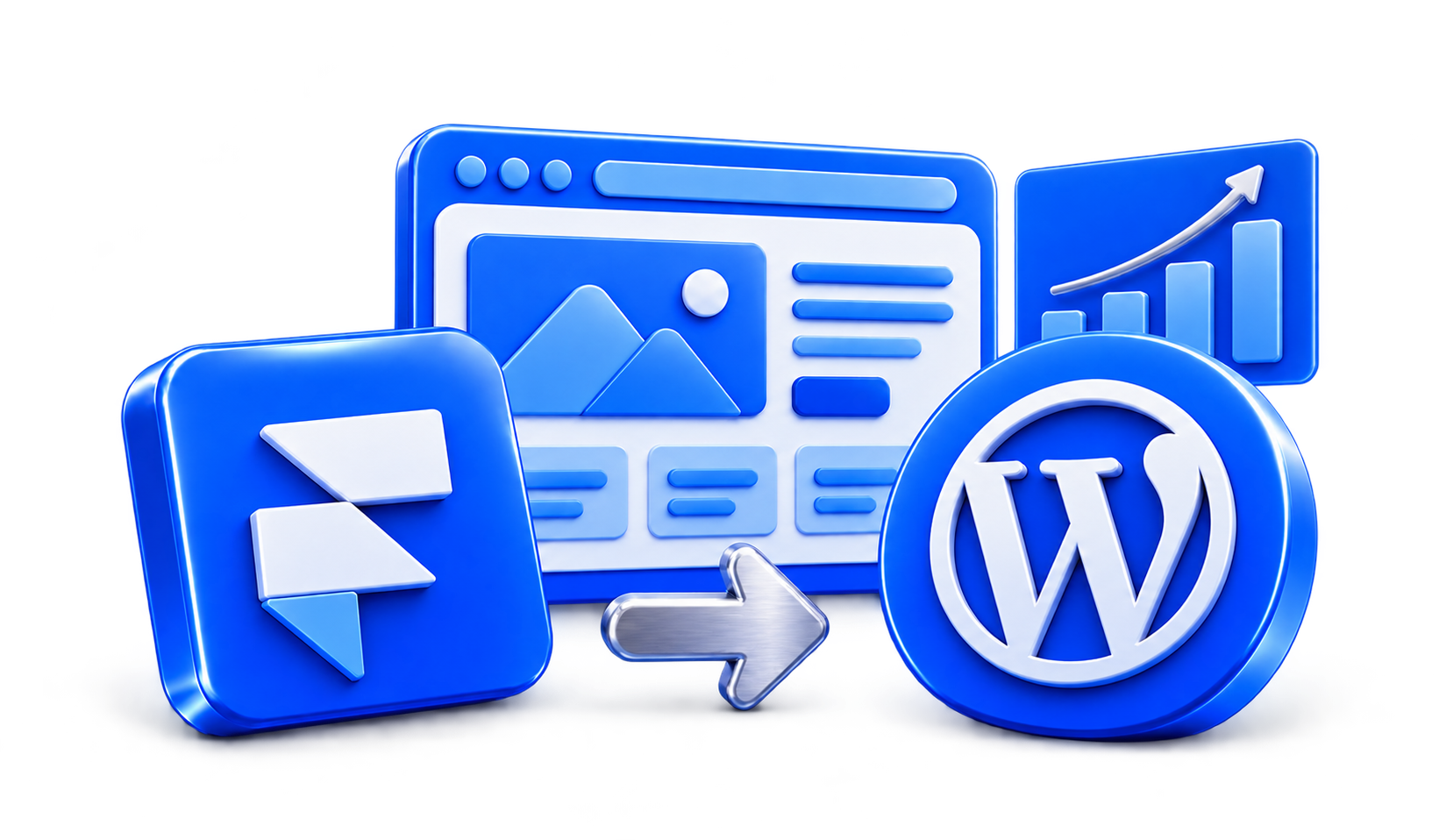 3D illustration for Framer vs WordPress for Business Websites