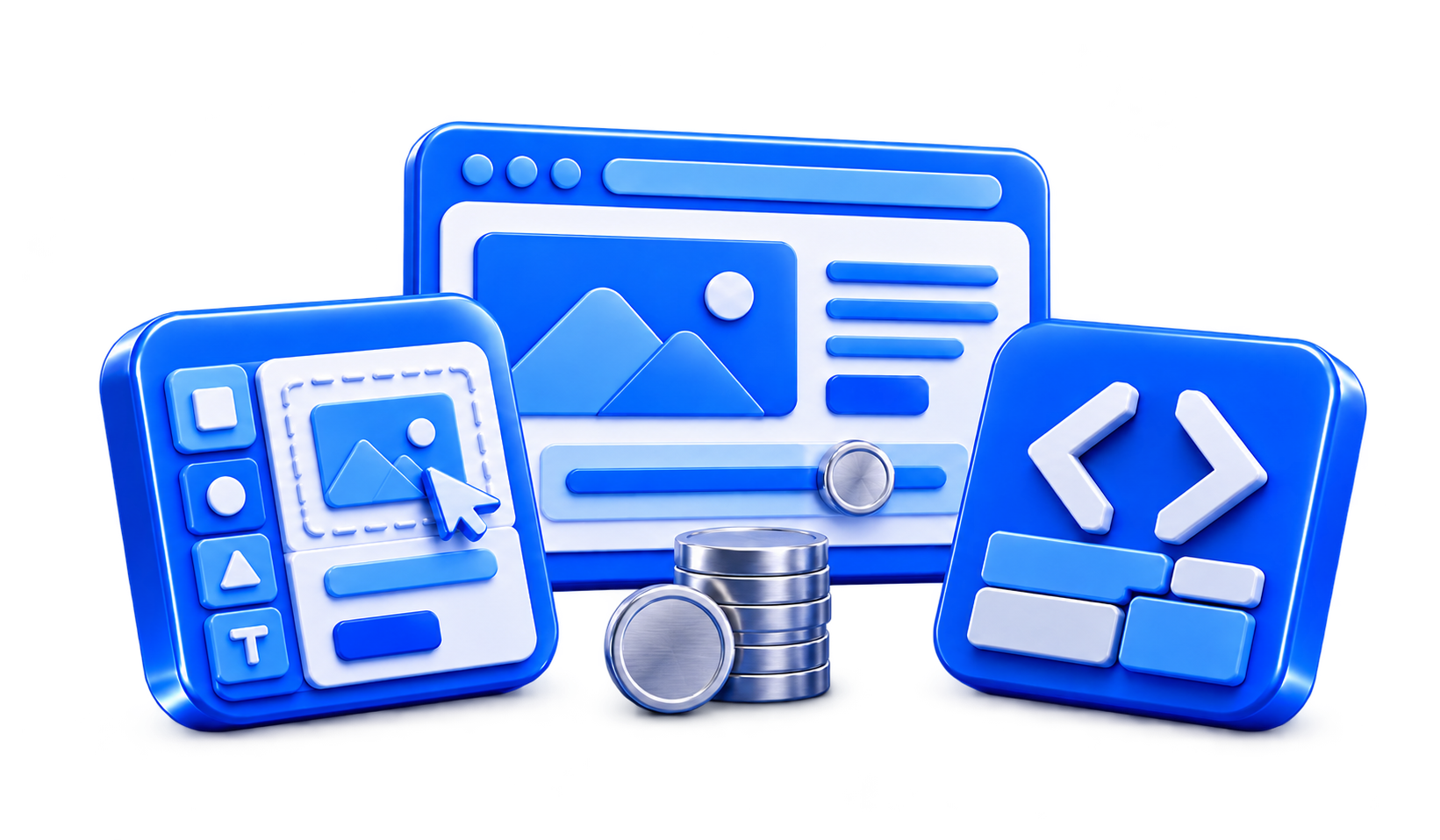 3D illustration for Webflow vs Custom Development: Cost and Flexibility