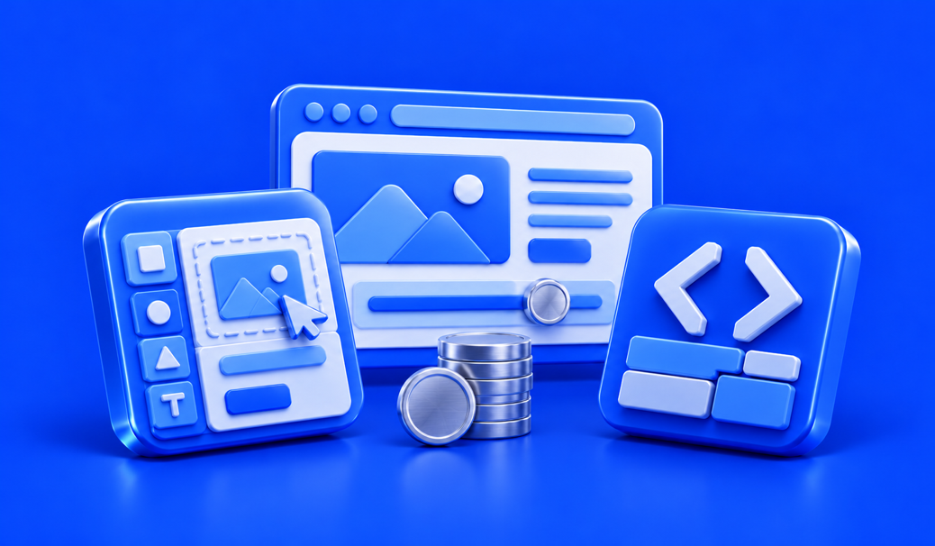 3D illustration for Webflow vs Custom Development: Cost and Flexibility