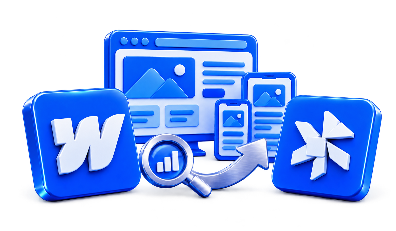 3D illustration for Webflow vs Wix Studio: Design, SEO and Scalability