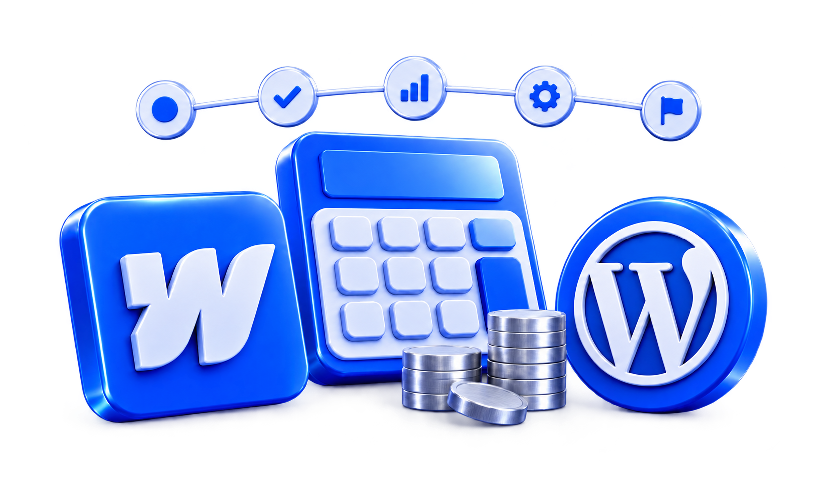 3D illustration for Webflow vs WordPress Cost: The Real Five-Year Comparison
