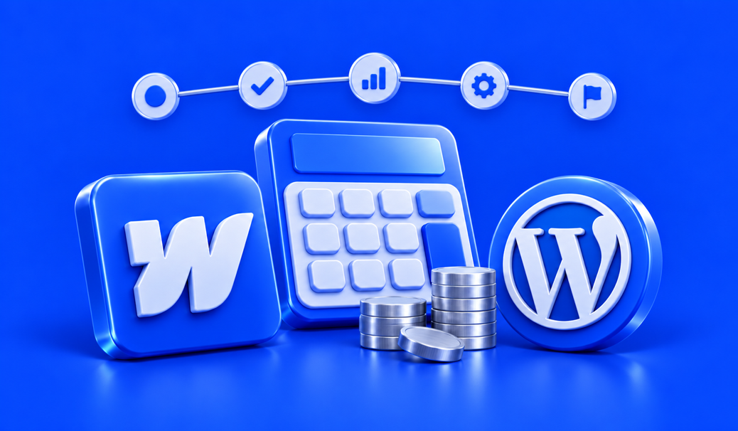 3D illustration for Webflow vs WordPress Cost: The Real Five-Year Comparison