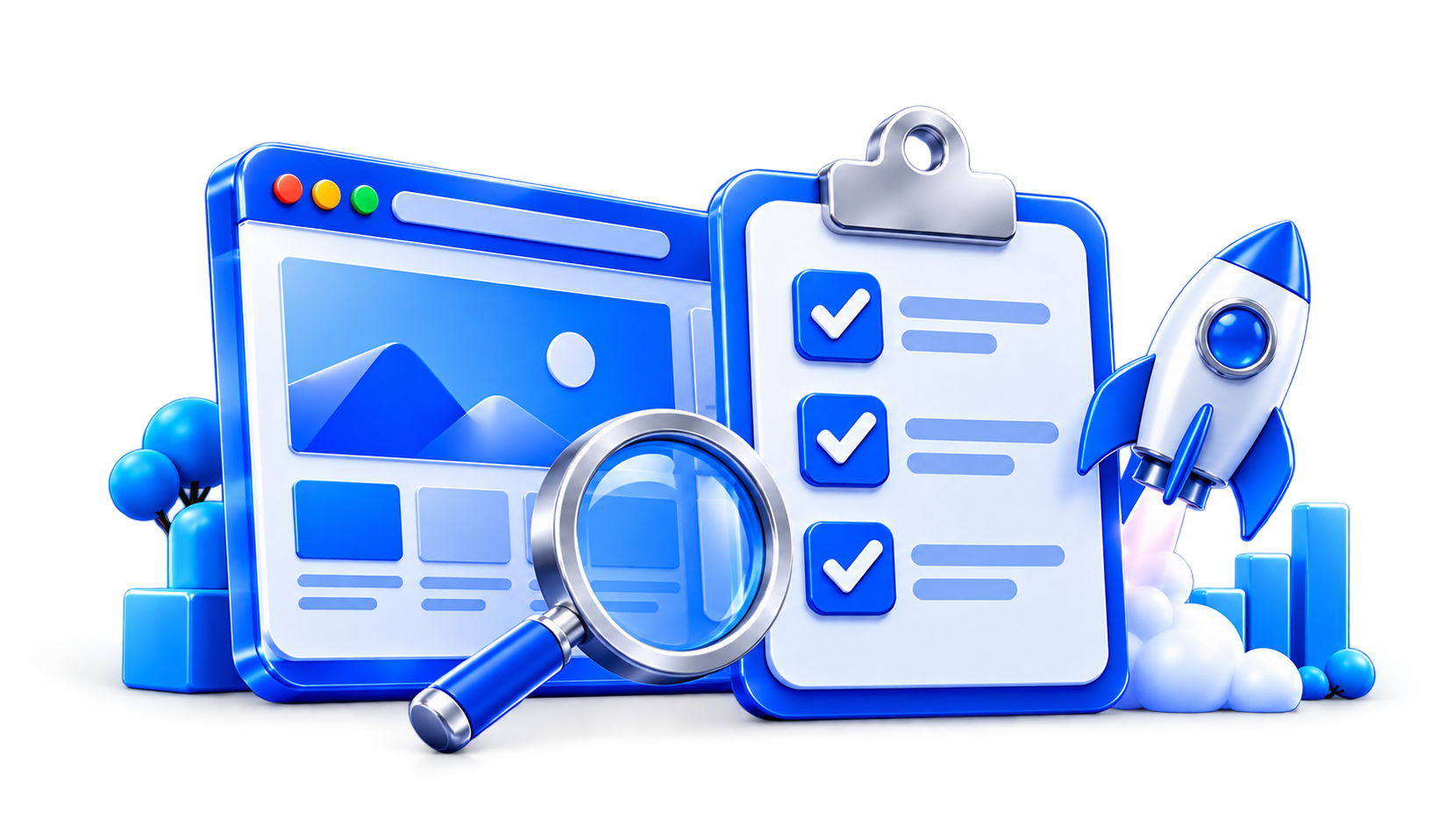 3D illustration for Website Redesign Checklist for Marketing Teams