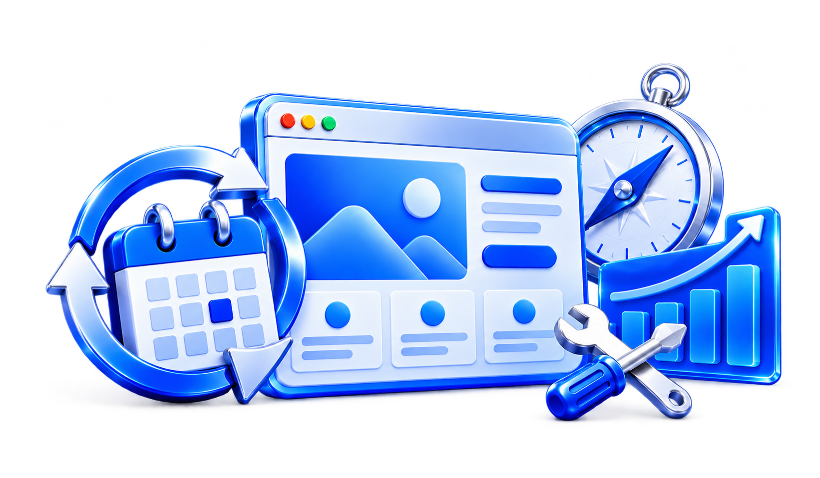 3D illustration for How Often Should a Business Redesign Its Website?