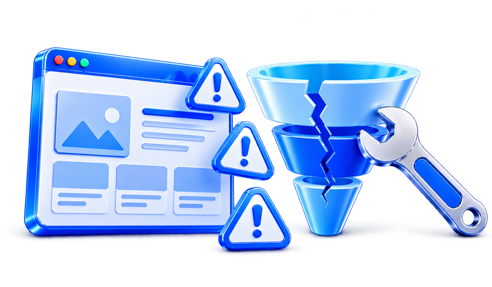 3D illustration for Website Redesign Mistakes That Destroy Conversions